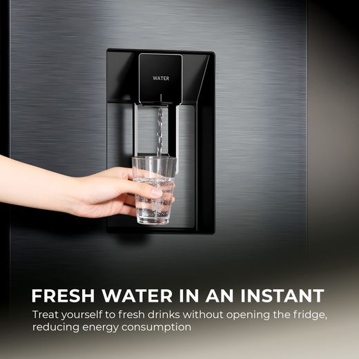 Haier Horizon American Fridge Freezer - Obsidian Steel - Annotation - Fresh water